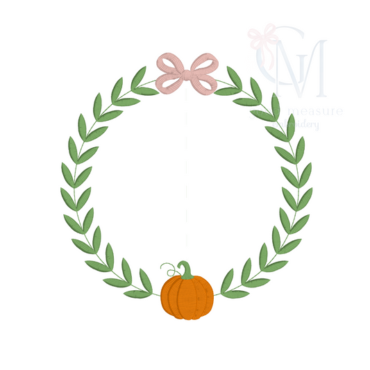 Pumpkin Laurel Wreath Embroidery Design