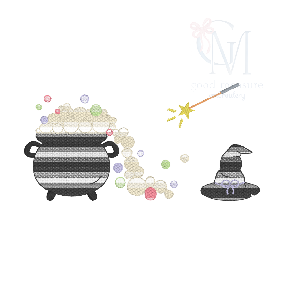 Bubbling Cauldron Sketch Embroidery Design