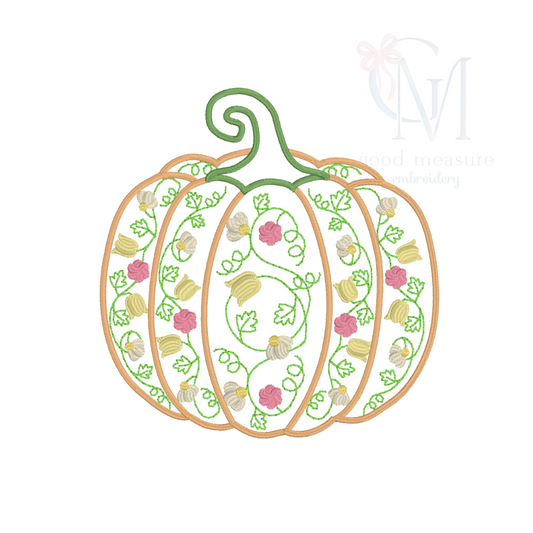 Floral Pumpkin Embroidery Design