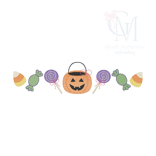 Halloween Treats Girly Sketch Embroidery Design