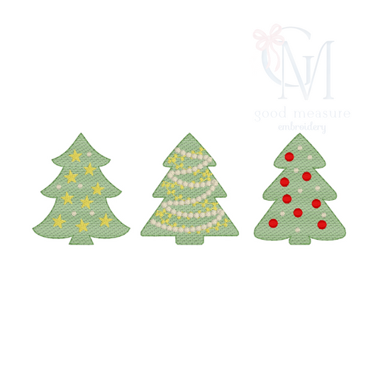 Christmas Tree Sketch Trio Embroidery Design