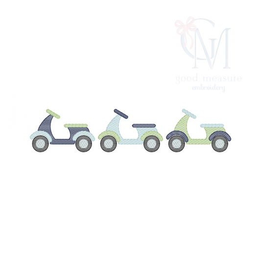 Scooter Trio Embroidery Design