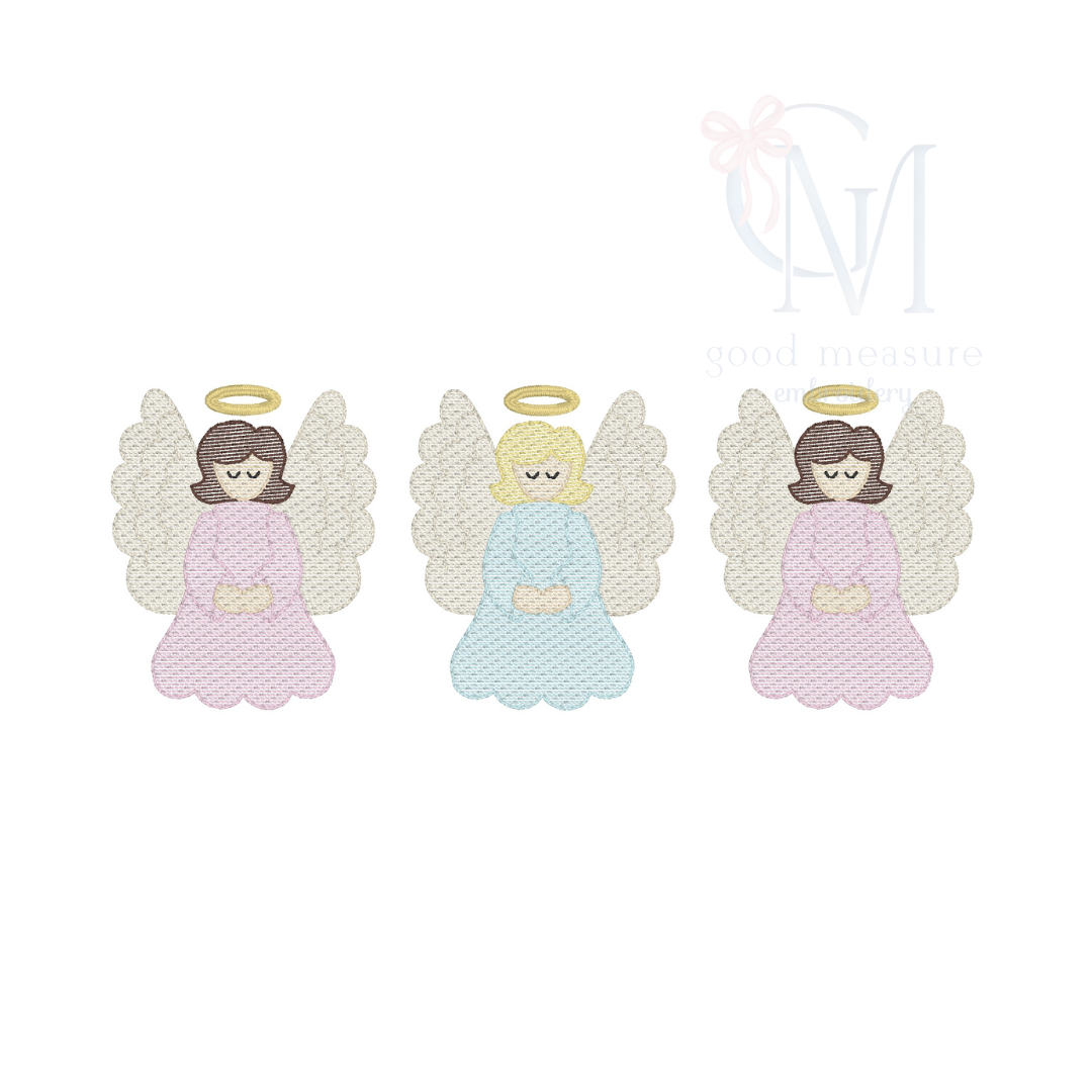 Christmas Angel Trio Embroidery Design