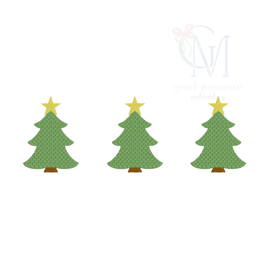 French Knot Christmas Tree Trio Embroidery Design