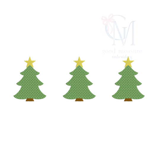 French Knot Christmas Tree Trio Embroidery Design