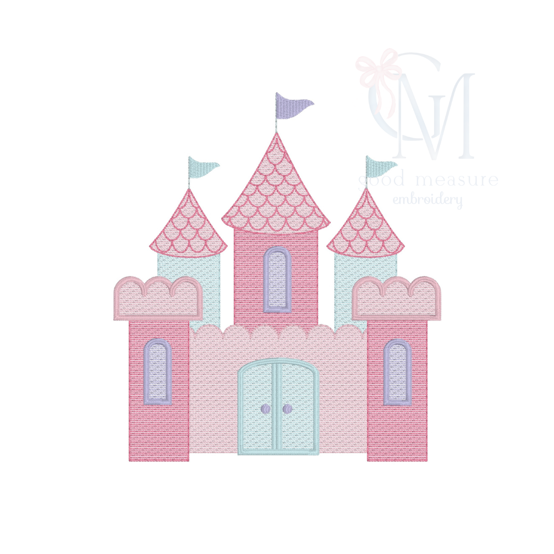 Princess Castle Sketch Embroidery Design