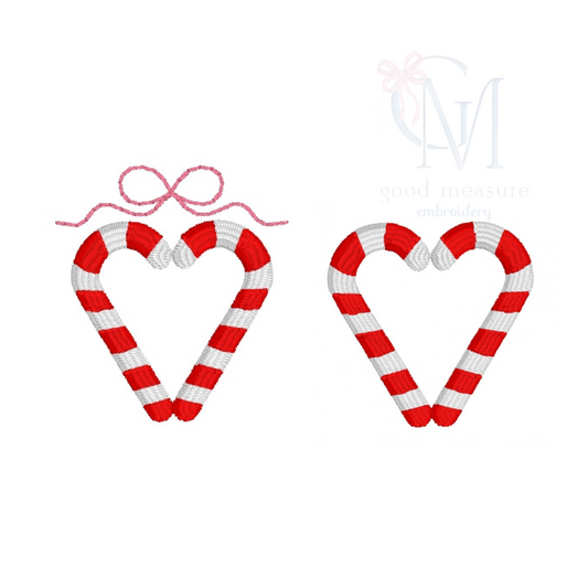 Mini Candy Cane Heart Embroidery Design