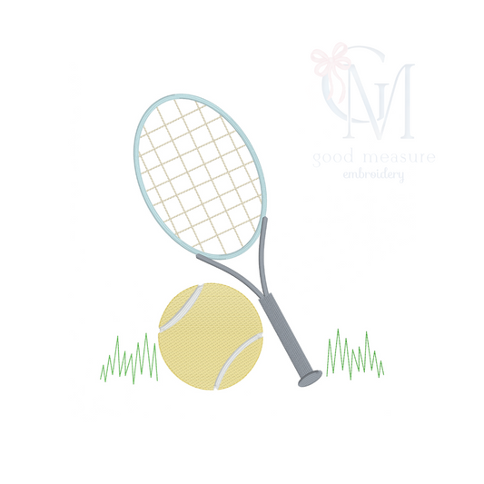 Tennis Ball and Racket Stitch Machine Embroidery Design