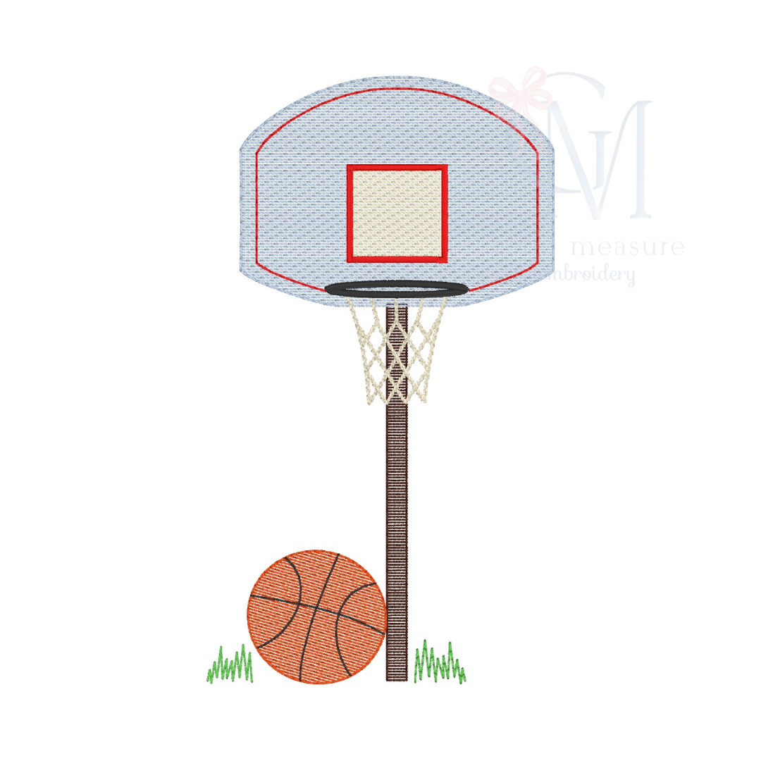 Basketball Hoop and Ball Embroidery Design