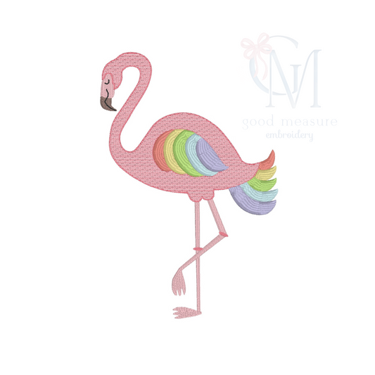 Rainbow Flamingo Embroidery Design