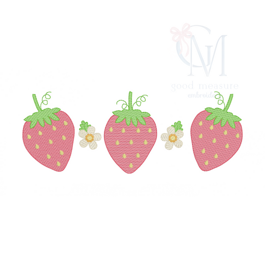 Strawberry Sketch Trio Embroidery Design