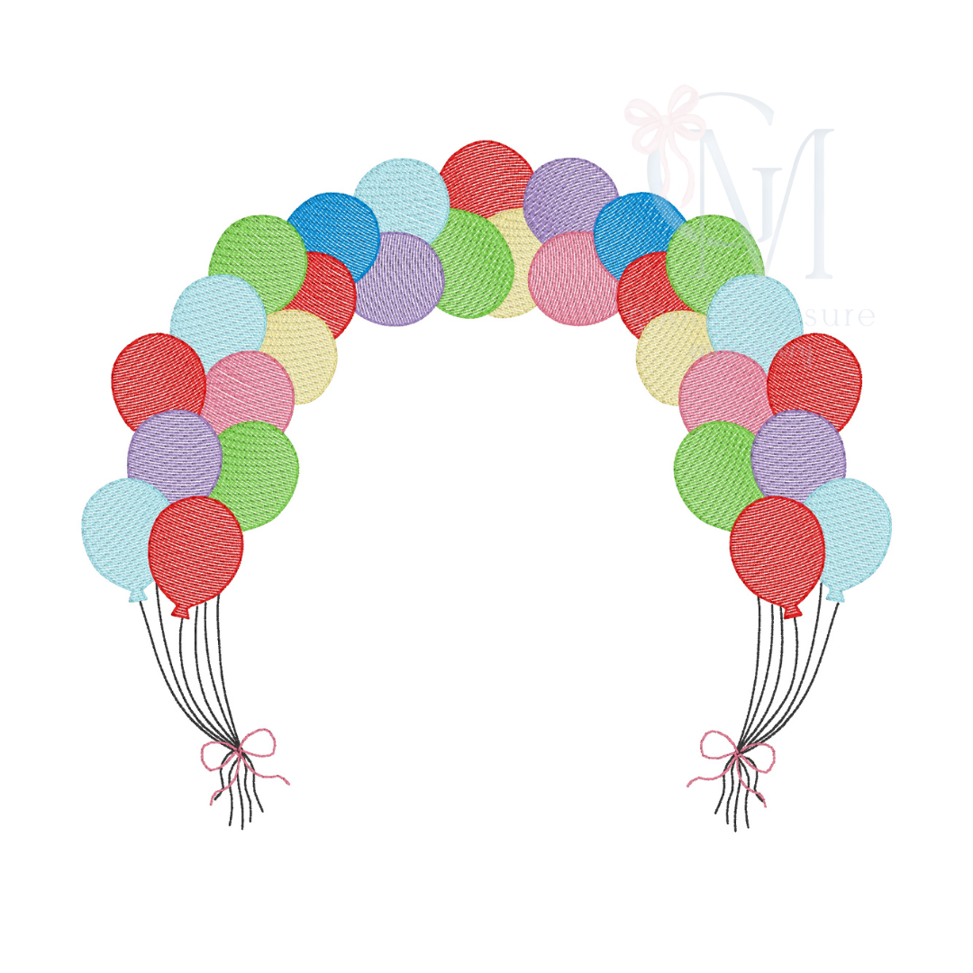 Birthday Balloon Arch Sketch Embroidery Design