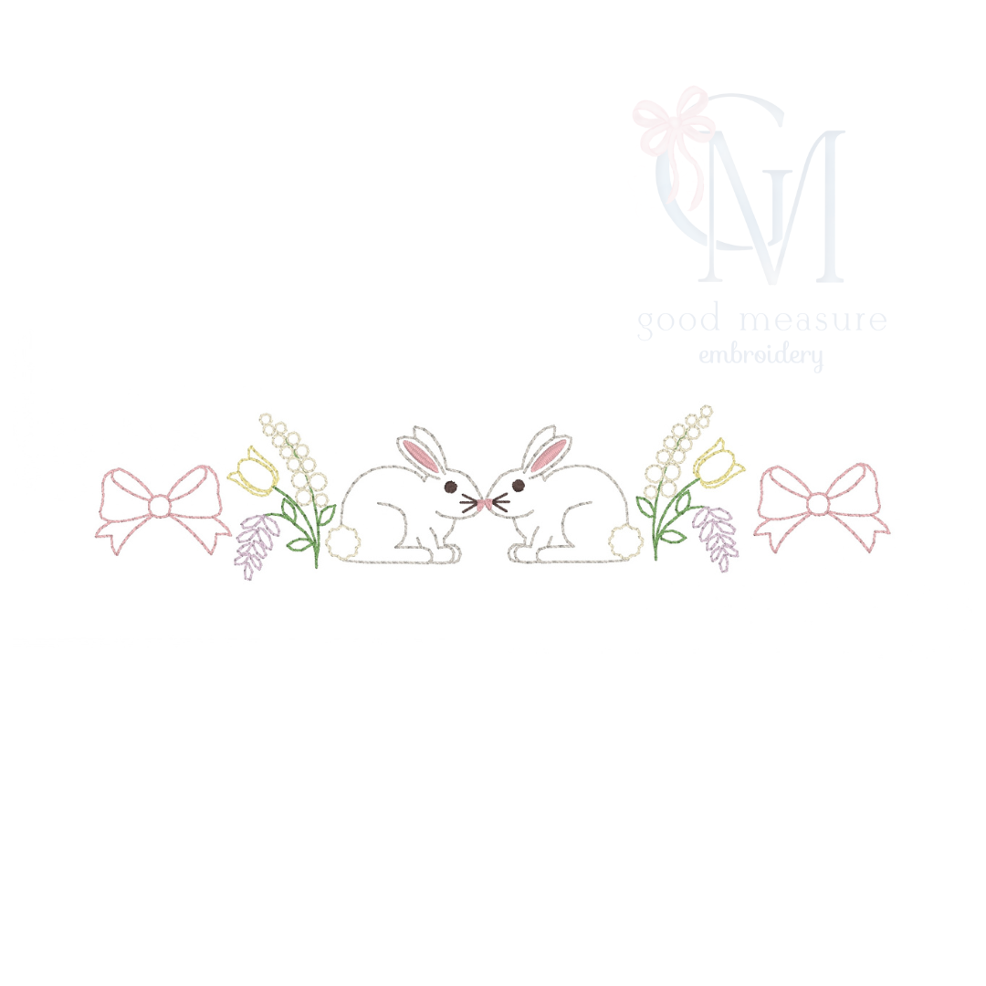 Bunnies & Bows Vintage Stitch Embroidery Design