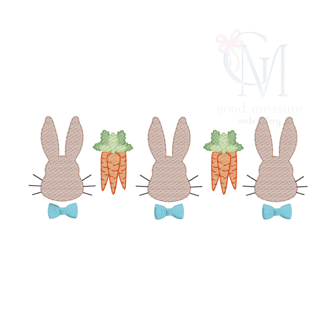 Dapper Easter Bunnies Trio Embroidery Design