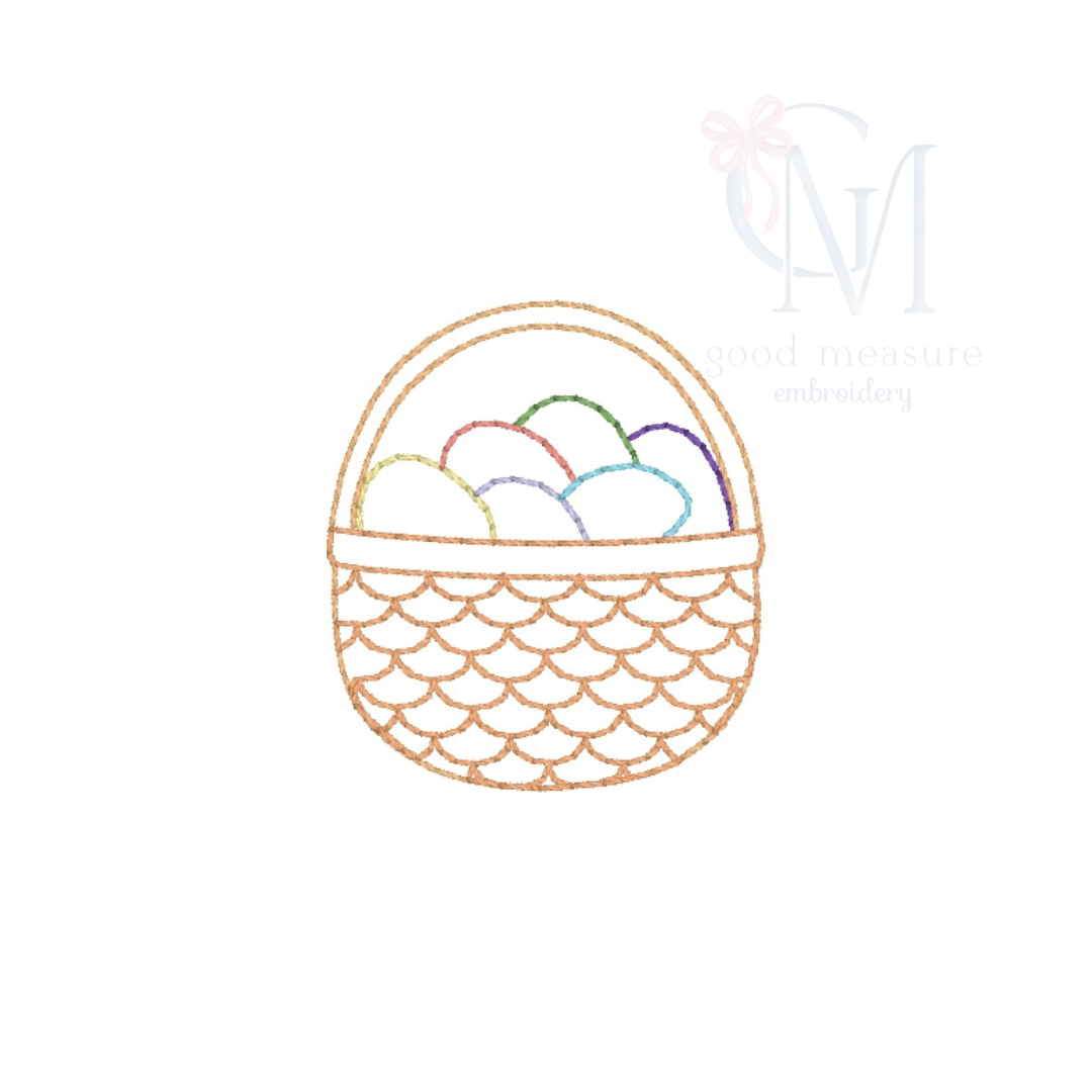 Mini Vintage Stitch Easter Basket Embroidery Design