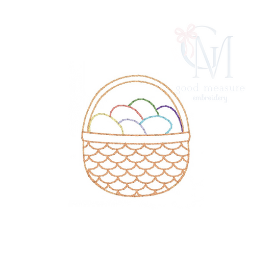 Mini Vintage Stitch Easter Basket Embroidery Design