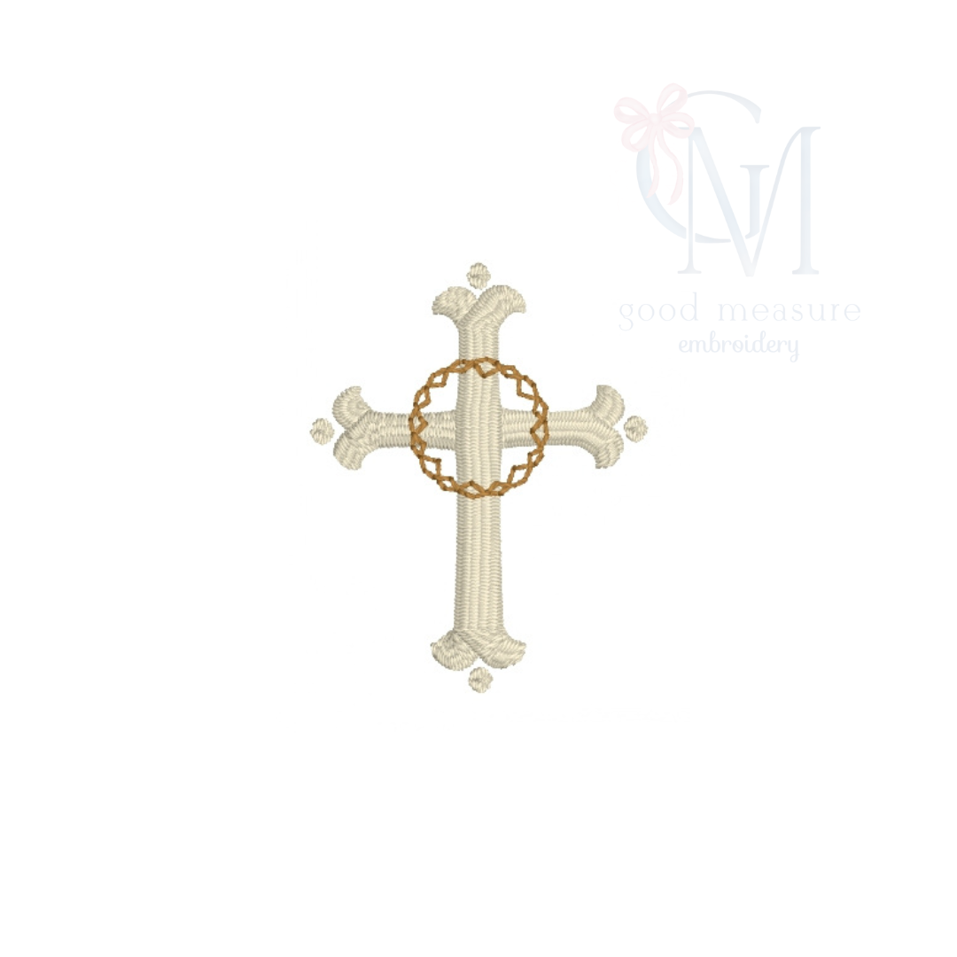 Mini Fill Cross and Crown Embroidery Design