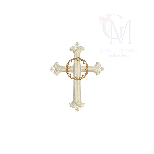 Mini Fill Cross and Crown Embroidery Design