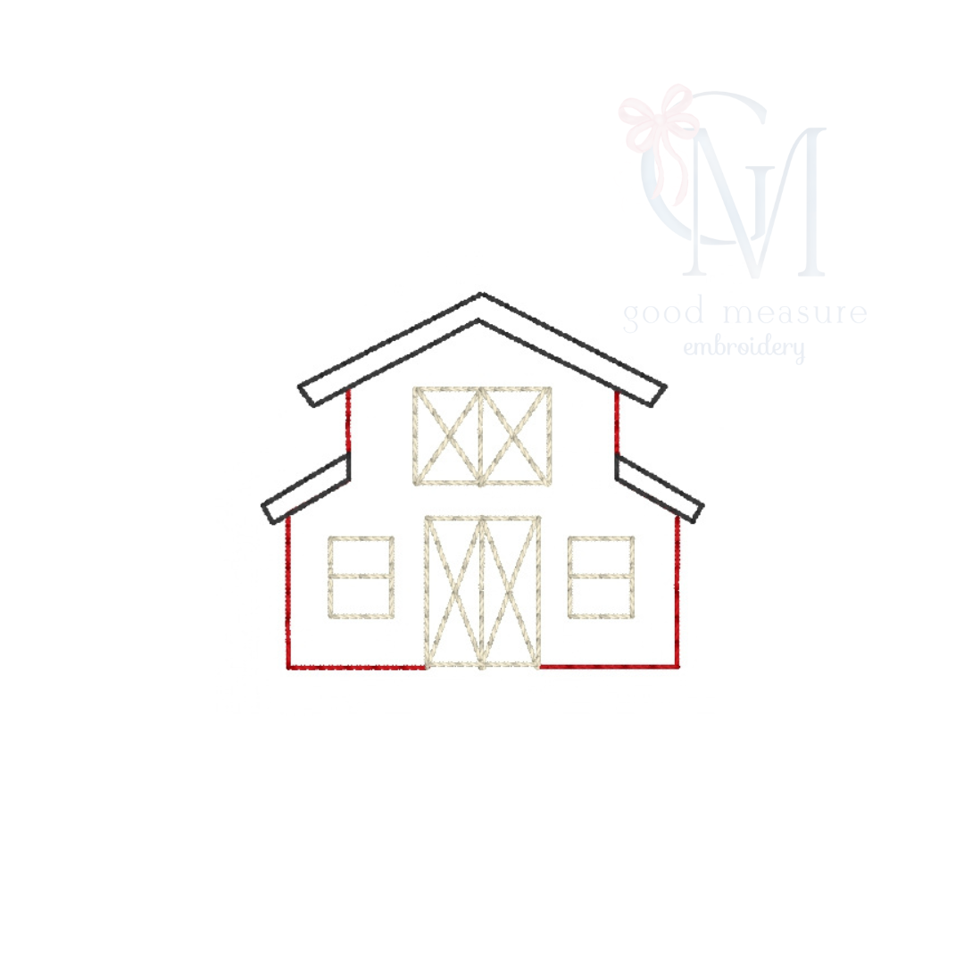 Vintage Stitch Mini Barn Embroidery Design