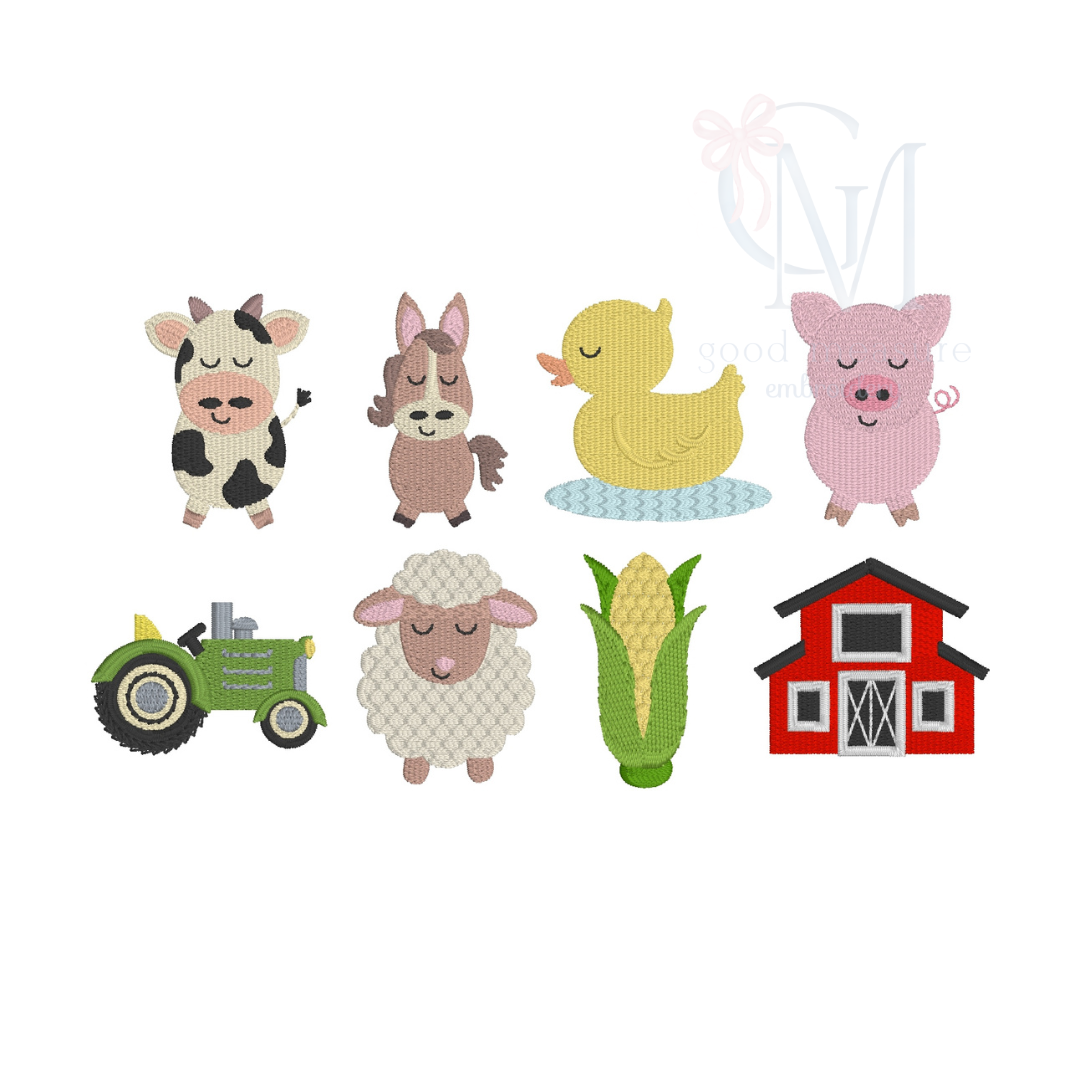 Mini Fill Baby Farm Animals Bundle Embroidery Design