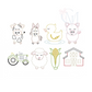 Vintage Stitch Mini Baby Farm Animals Bundle Embroidery Design