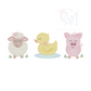 Baby Farm Animals Girly Trio Sketch Embroidery Design