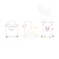 Baby Farm Animals Trio Vintage Stitch Embroidery Design