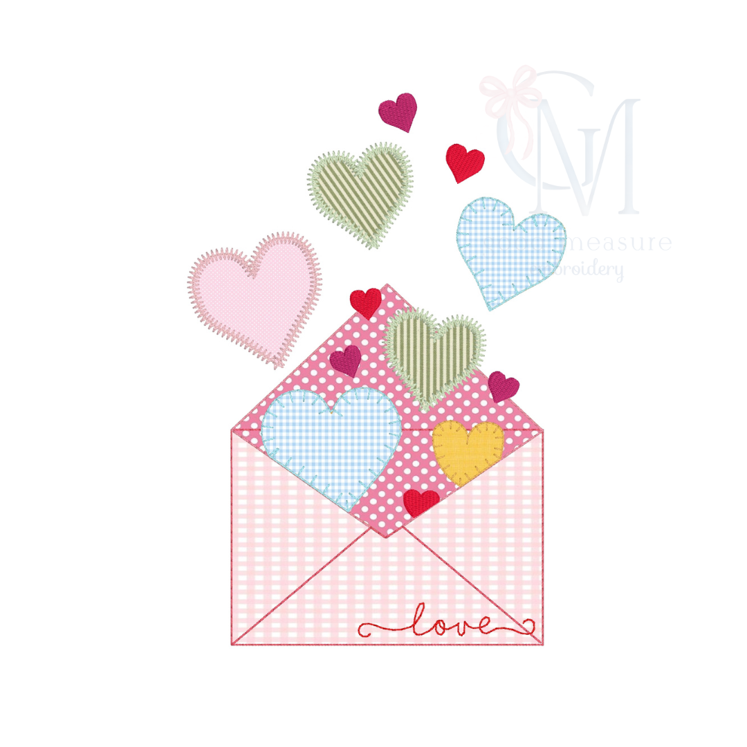 Valentines Letter Applique Embroidery Design