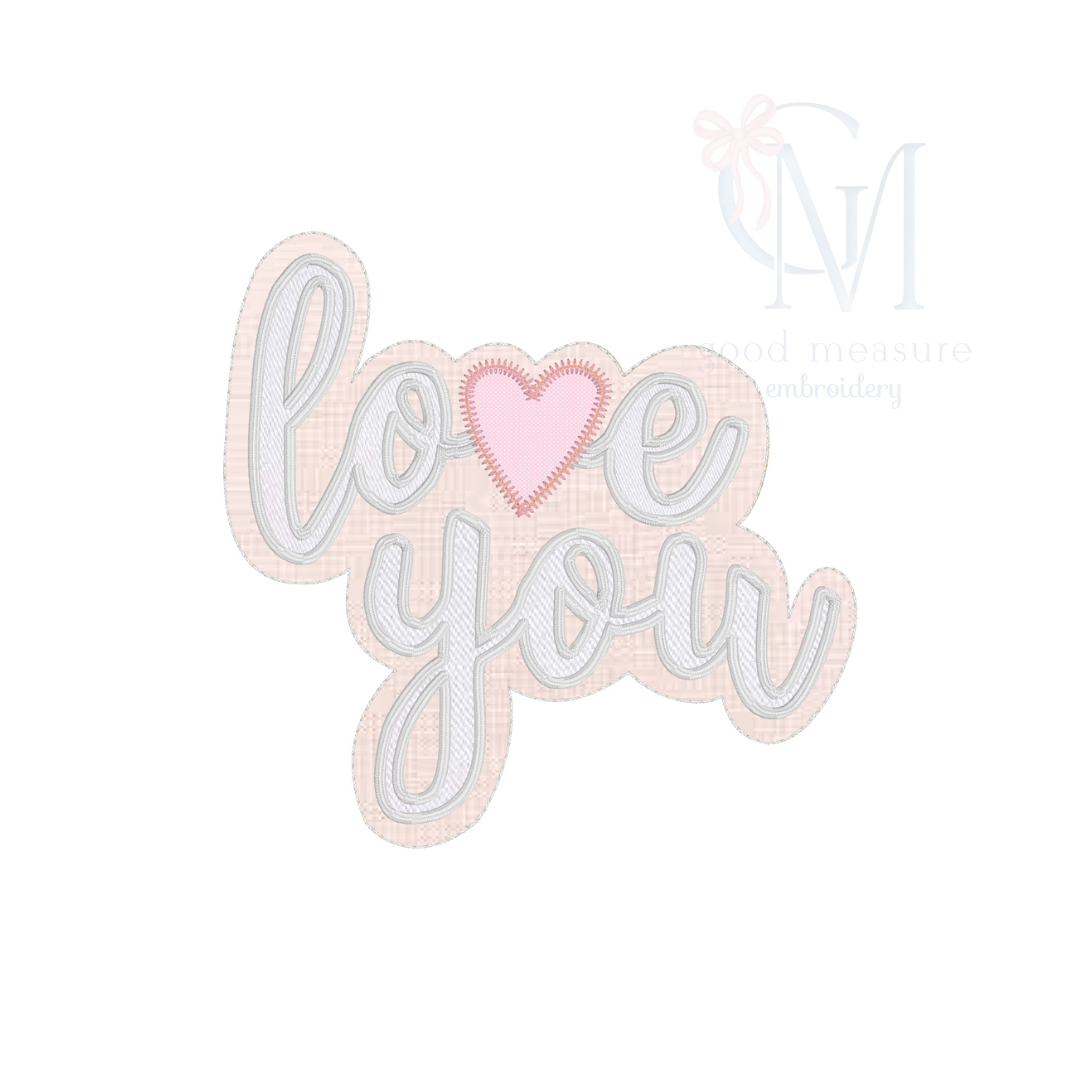 Love You Satin Applique Design