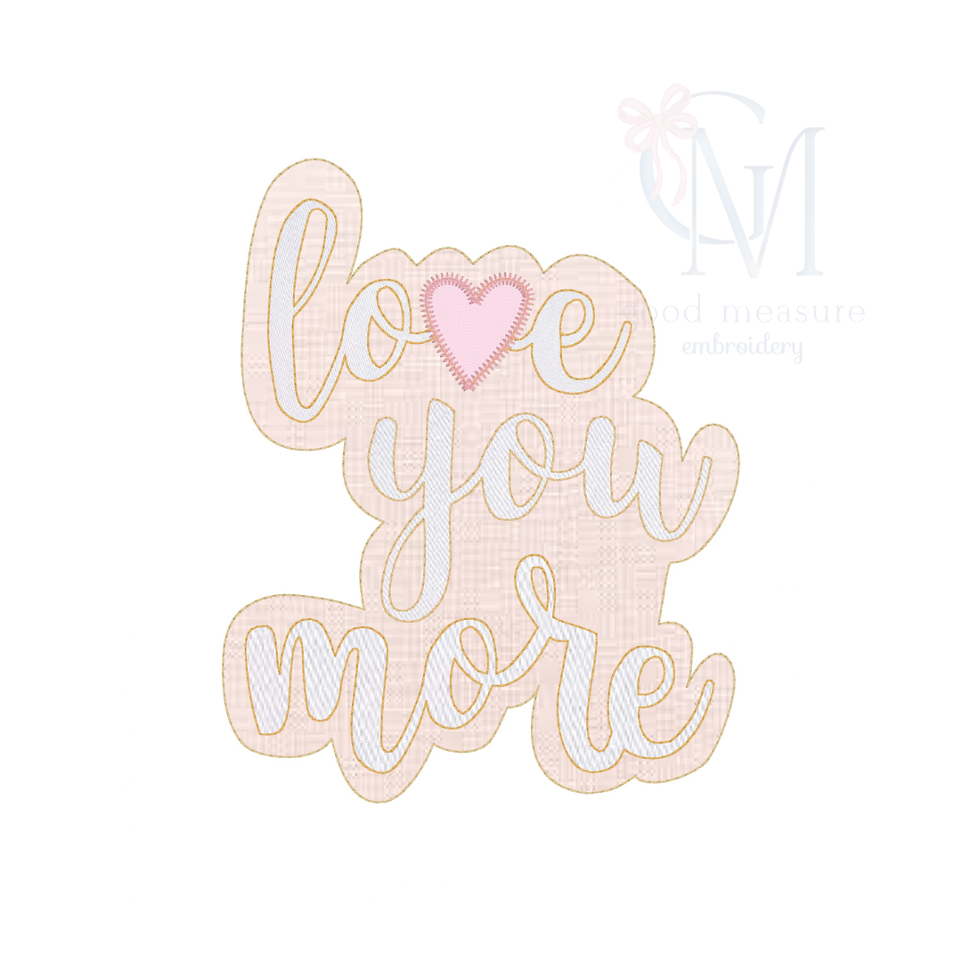 Love You More Bean Stitch Applique Design