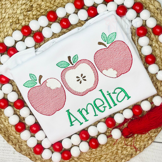 Apple Trio Sketch Embroidery Design