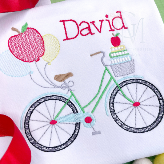 Back to School Bicycle Embroidery Design