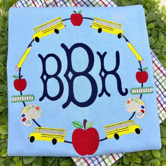 Back to School Monogram Frame Embroidery Design