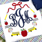 Back to School Monogram Frame with Bow Embroidery Design