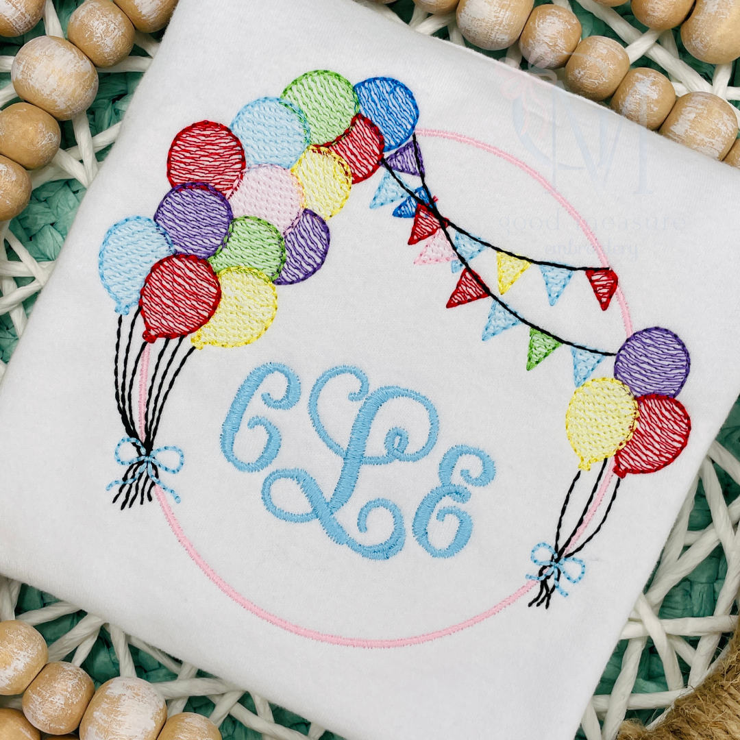 Birthday Monogram Frame Embroidery Design