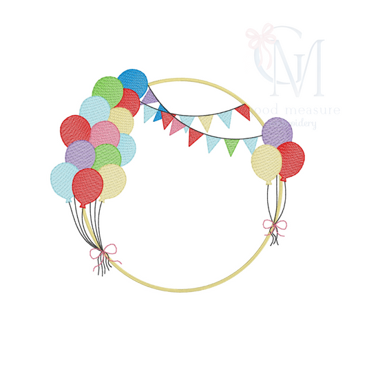 Birthday Monogram Frame Embroidery Design