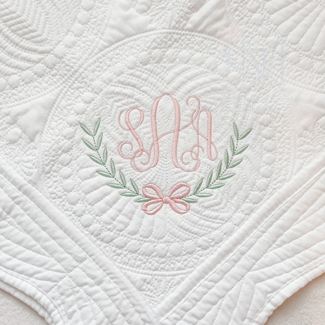 Bow Laurel Name Frame Embroidery Design