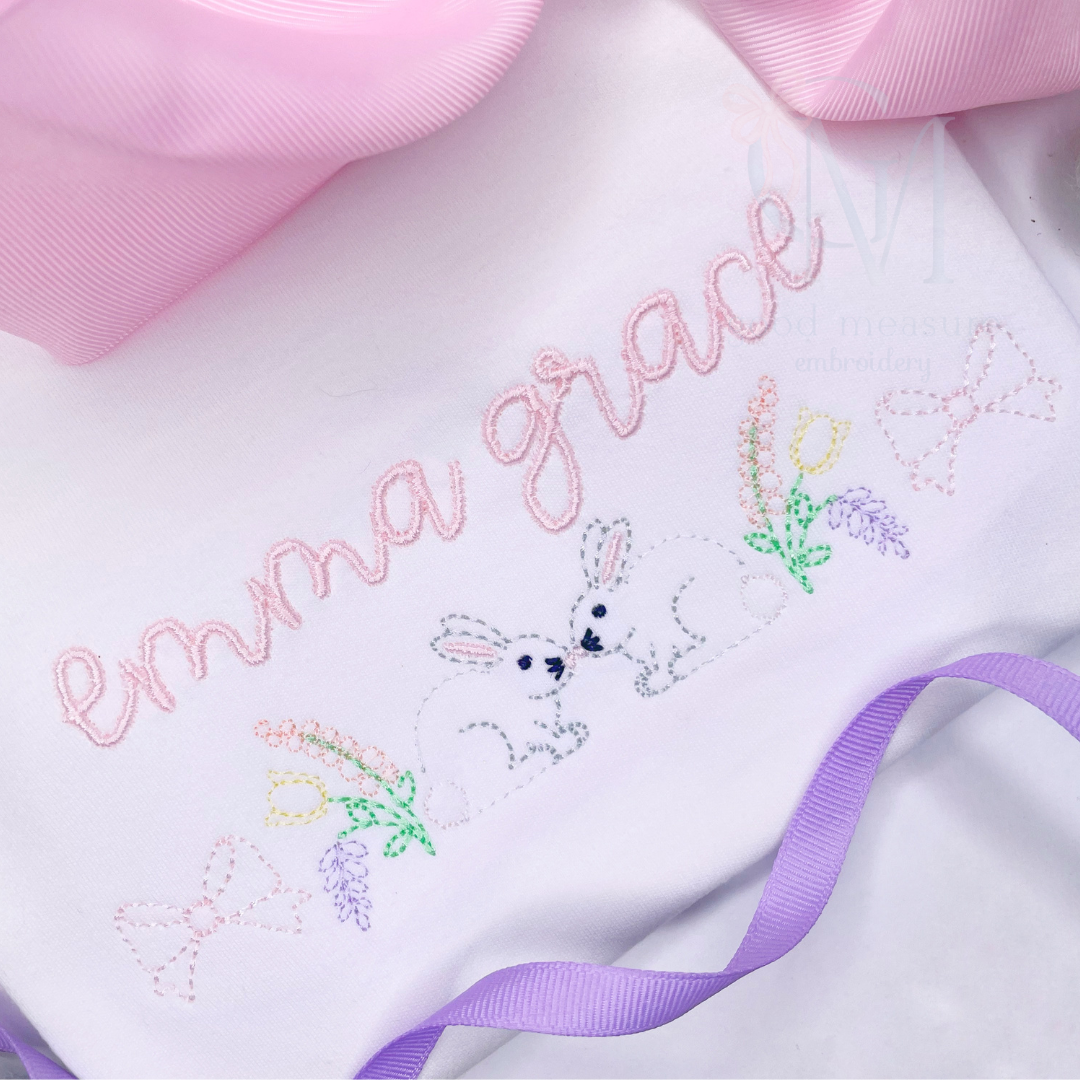 Bunnies & Bows Vintage Stitch Embroidery Design