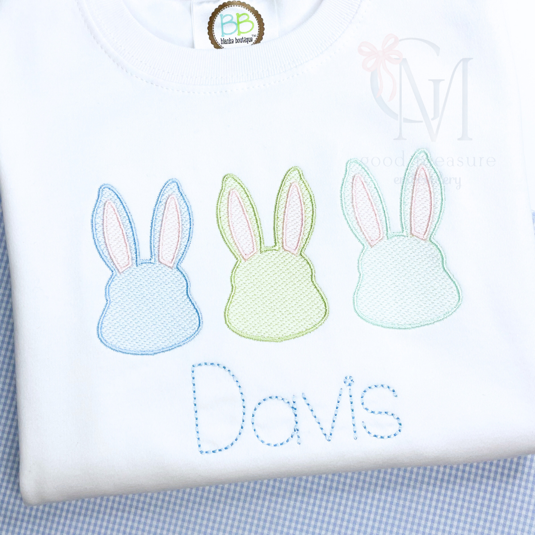 Bunny Outline Trio Sketch Embroidery Design