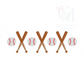 Crossed Baseball Bats and Baseball Machine Embroidery Design