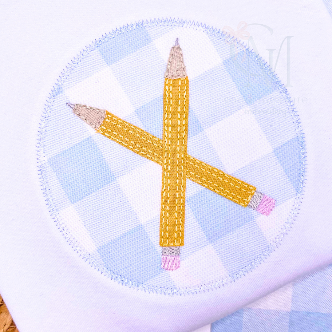 Crossed Pencil Patch Back To School Applique Design