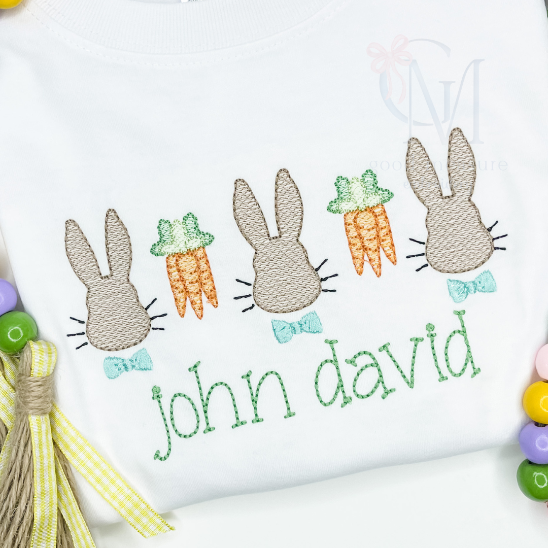 Dapper Easter Bunnies Trio Embroidery Design