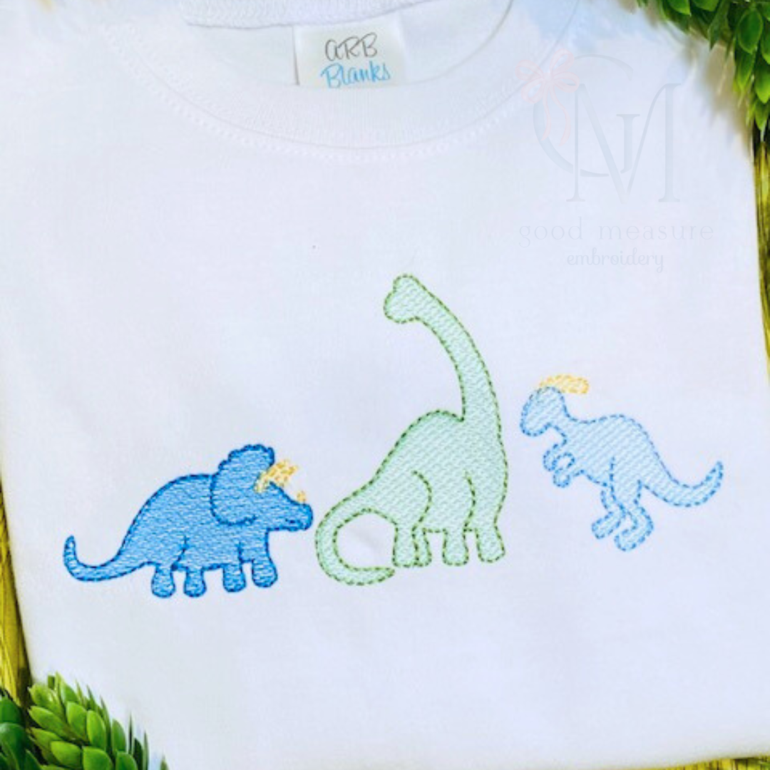 Dinosaur Trio Embroidery Design