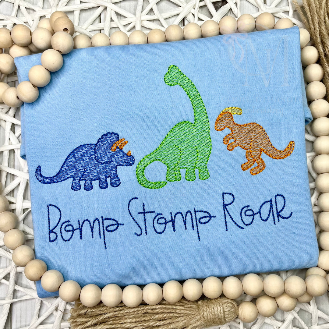 Dinosaur Trio Embroidery Design