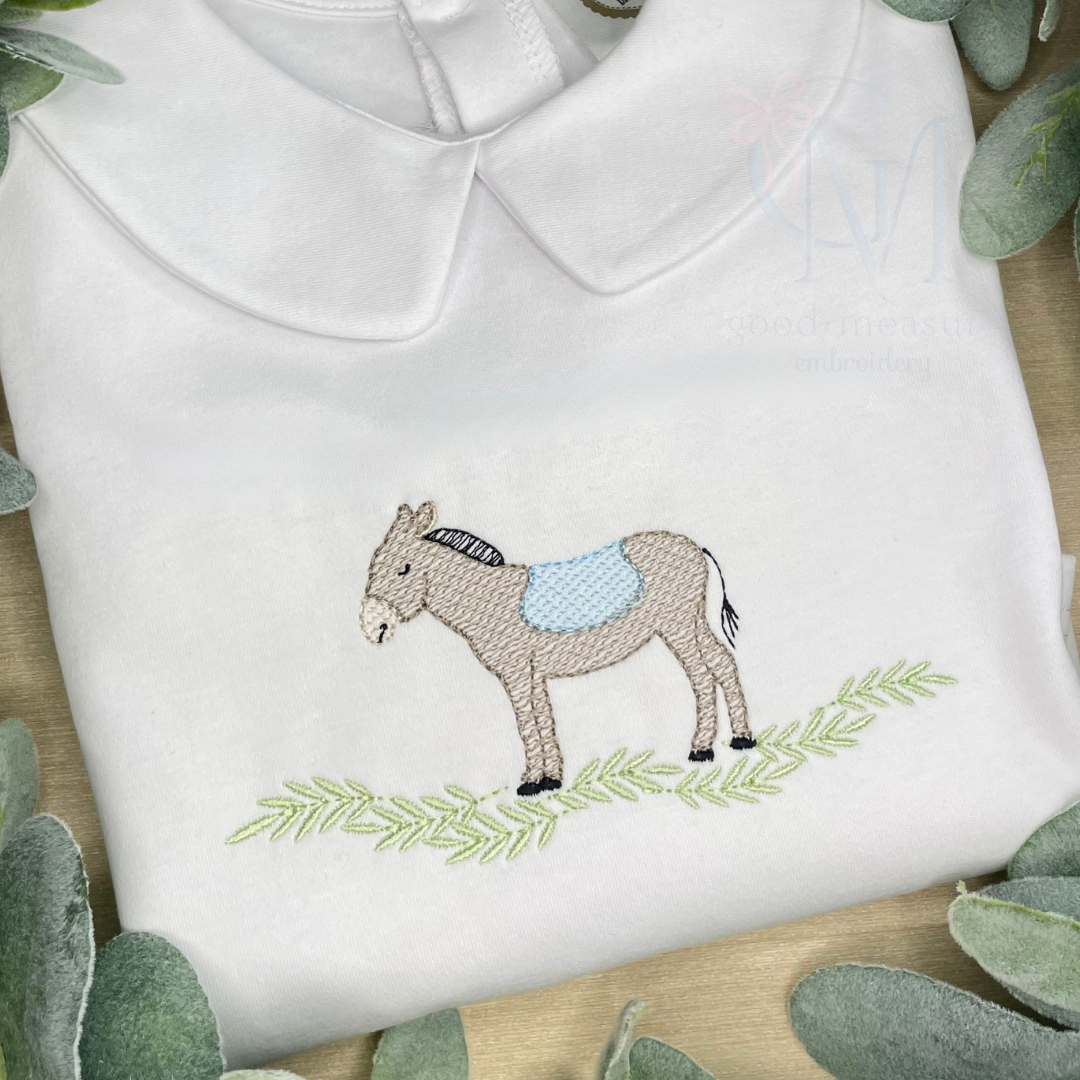 Donkey and Palm Branches Embroidery Design