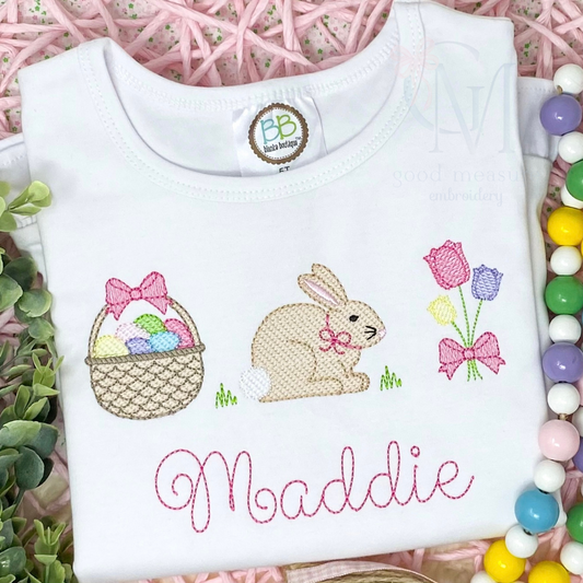 Easter Bunny Trio Girl Embroidery Design