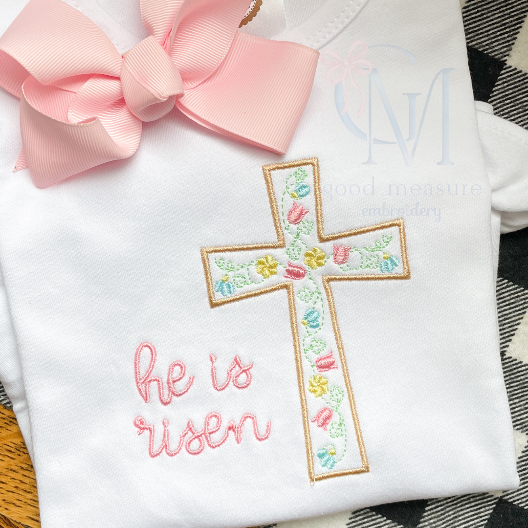 Easter Floral Cross Embroidery Design