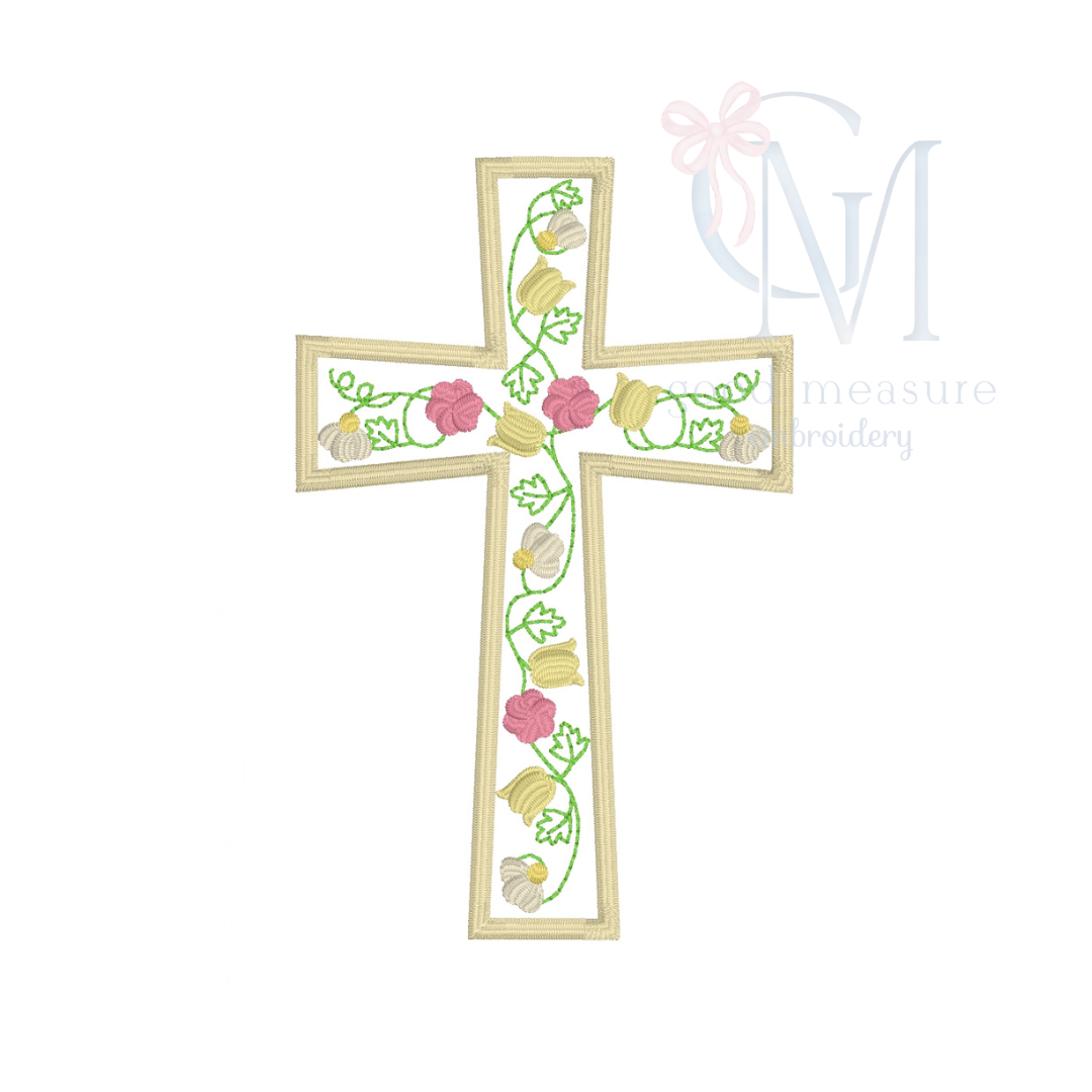 Easter Floral Cross Embroidery Design