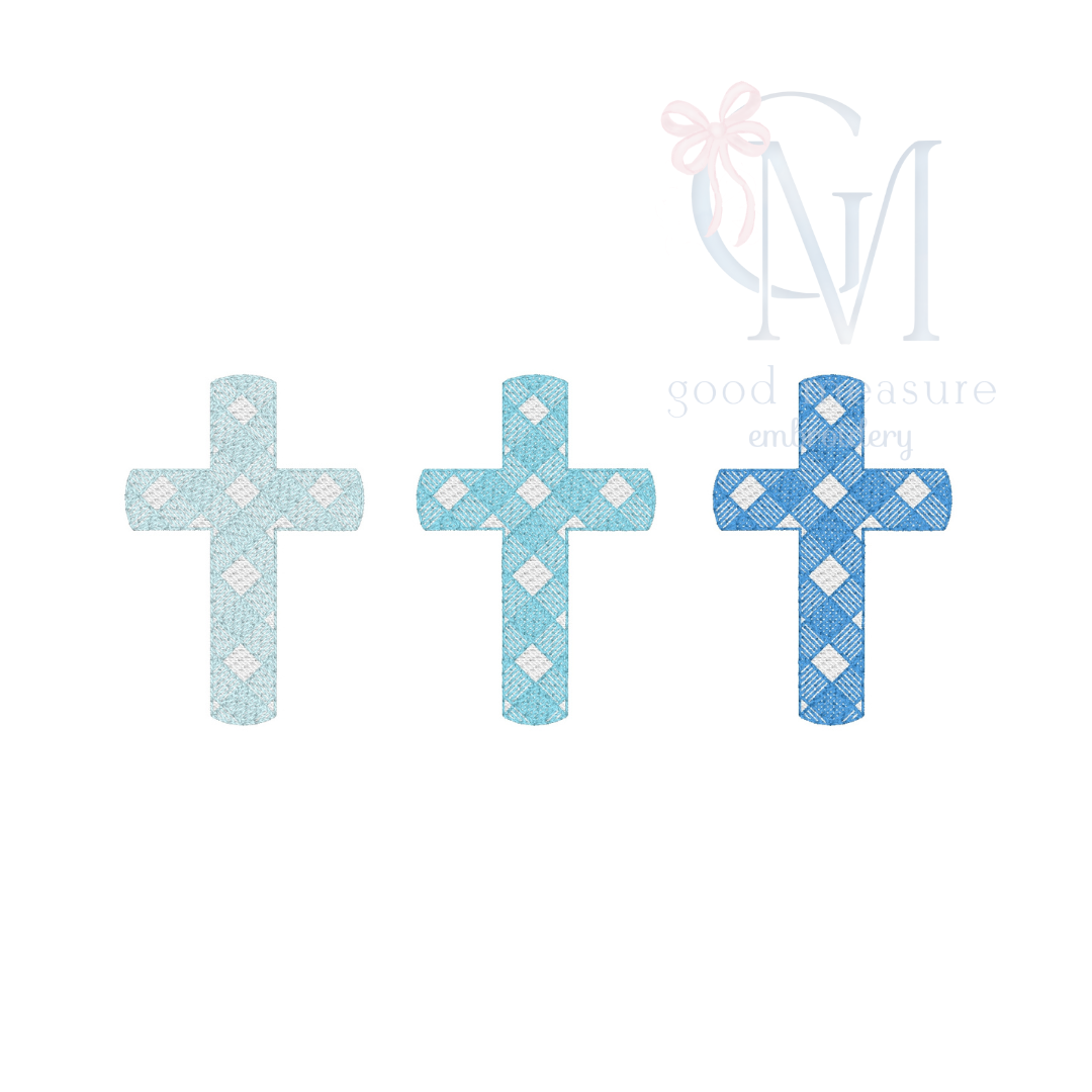 Gingham Cross Trio Embroidery Design