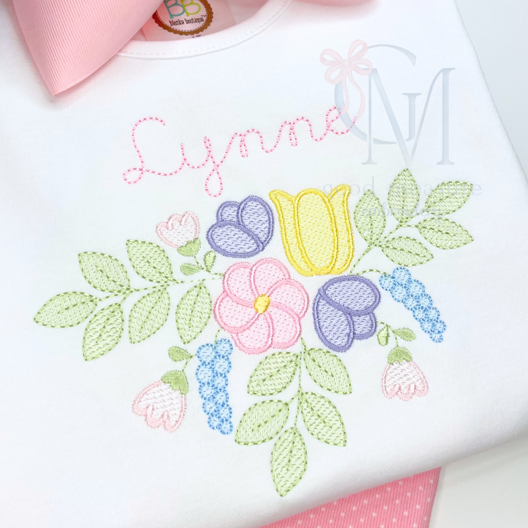 Floral Sketch Embroidery Design